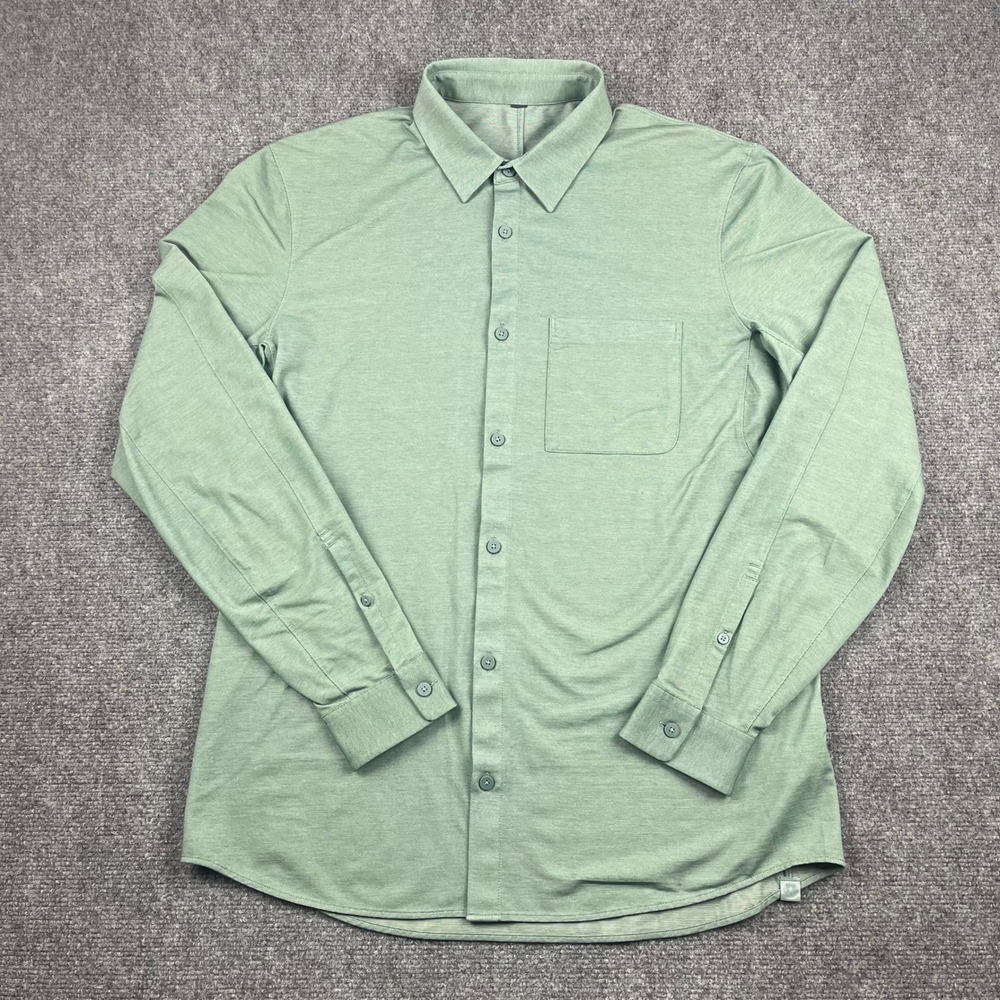 Lululemon Commission Long Sleeve ButtonDown Shirt Sage Green Men Large Tactical